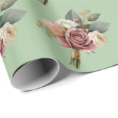 Romantischer Wasserfarben-Brautstrauß Geschenkpapier (Rolleneckpunkt)