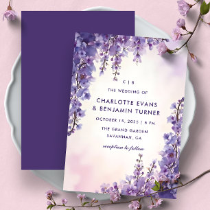 Romantischer Wasserfarben-Wisteria-Lila-Garten-Hoc Einladung