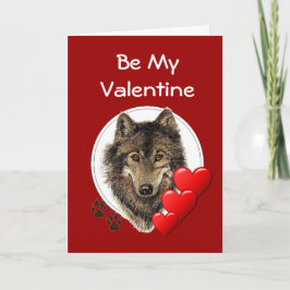 Romantischer Wasserfarben Wolf Valentine Feiertagskarte