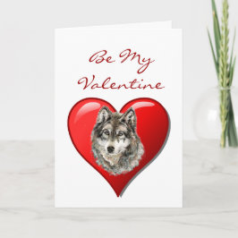 Romantischer Wasserfarben Wolf Valentine Feiertagskarte