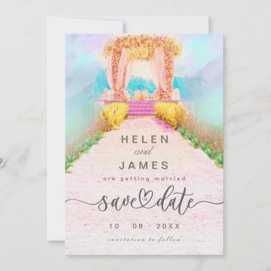 Romantischer Wasserfarbenbogen Save the Date (Vorderseite)