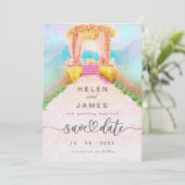 Romantischer Wasserfarbenbogen Save the Date (Stehend Vorderseite)
