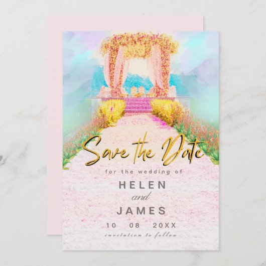 Romantischer Wasserfarbenbogen Save the Date (Vorne/Hinten)