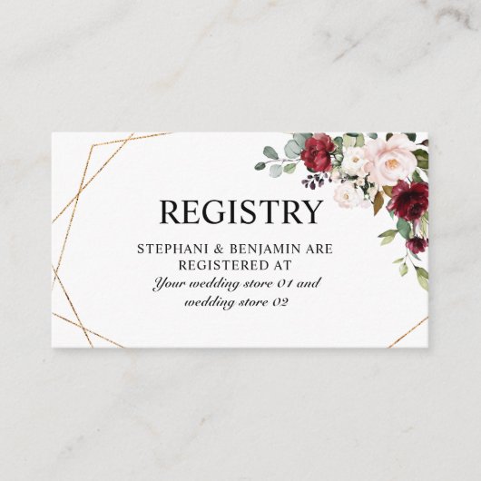 Romantischer Wasserfarbenburgund mit geometrischer Begleitkarte (Vorderseite)