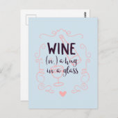 Romantischer Wein ist ein Schluck in einem Glas Postkarte (Vorne/Hinten)