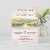 Romantischer Weinberg Rustikale Hochzeit Einladung (Stehend Vorderseite)