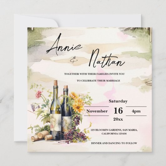 Romantischer Weinberg Weinberg Einladung zur Hochz (Vorderseite)