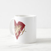 Romantischer Weinroter Herzengel Bogen und Pfeil L Kaffeetasse (Vorderseite Links)