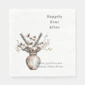 Romantischer weiß blühender Baum in Vasen-Hochzeit Serviette (Vorderseite)