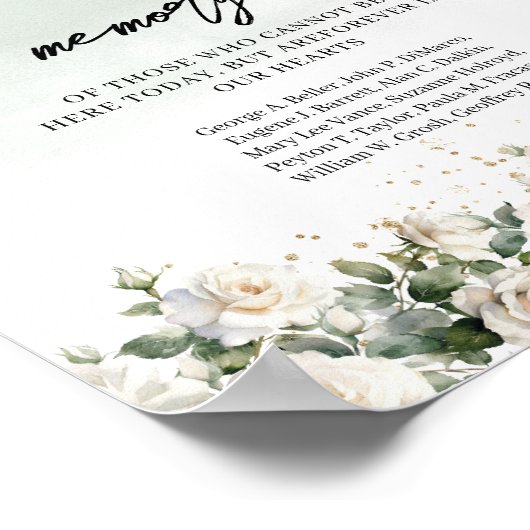 Romantischer weißer Rosengrün In liebevoller Erinn Poster (Ecke)