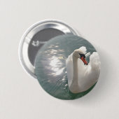 Romantischer weisser Schwan Button (Vorne & Hinten)