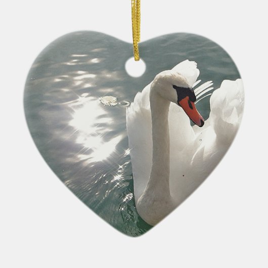 Romantischer weisser Schwan Keramik Ornament (Vorne)