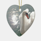 Romantischer weisser Schwan Keramik Ornament (Links)