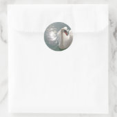 Romantischer weisser Schwan Runder Aufkleber (Tasche)
