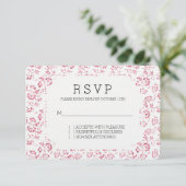 Romantischer Weißrosa Glitzer Bloral Wedding RSVP (Stehend Vorderseite)