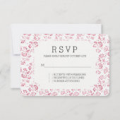Romantischer Weißrosa Glitzer Bloral Wedding RSVP Karte (Vorderseite)