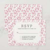 Romantischer Weißrosa Glitzer Bloral Wedding RSVP Karte (Vorne/Hinten)
