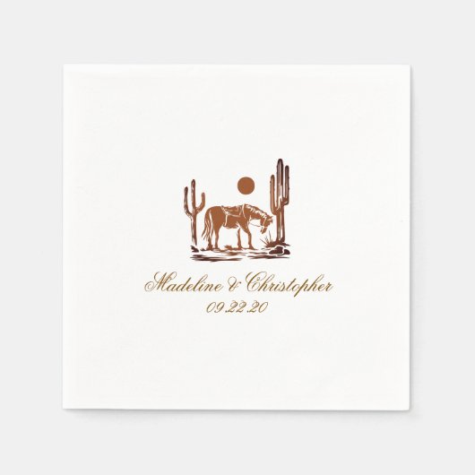 Romantischer Western Dark Brown Wedding Serviette (Vorderseite)