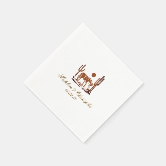 Romantischer Western Dark Brown Wedding Serviette (Ecke)