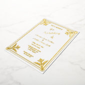 Romantischer White and Gold Foil Rahmen Folieneinladung (Gedreht)