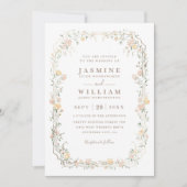Romantischer Wildblumengarten Rustikale elegante H Einladung (Vorderseite)