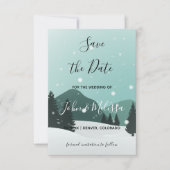 Romantischer Winter Hochzeit Snowy Forest & Mounta Save The Date (Vorderseite)
