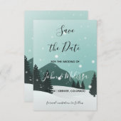 Romantischer Winter Hochzeit Snowy Forest & Mounta Save The Date (Vorne/Hinten)