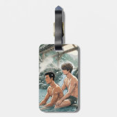 Romantischer Winter onsen Gepäckanhänger (Rückseite vertikal)