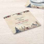 Romantischer Winter Wedding Square Paper Untersetz Rechteckiger Pappuntersetzer (angewinkelt)