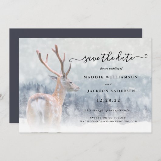 Romantischer Winterwald Save the Date (Vorne/Hinten)