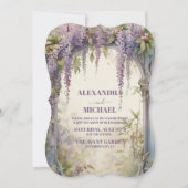 Romantischer Wisterienbogen-Hochzeit Einladung (Vorderseite)