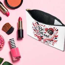 Romantischer Zitat "Be Mine" Dunkelrotes Herz Bohe Zubehörtasche