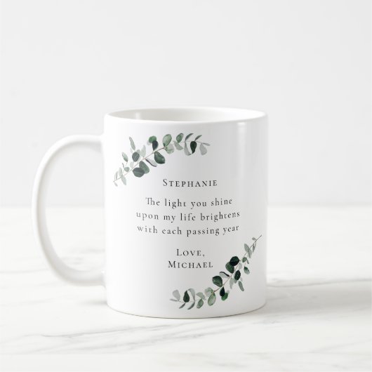 Romantischer Zitat Eukalyptus Personalisiert Kaffeetasse (Links)