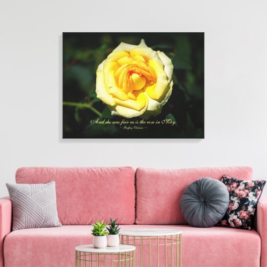 Romantischer Zitat Gelbe Englische Rose Leinwanddruck (Insitu (Wohnzimmer))
