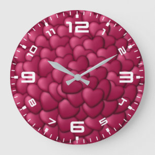 Romantisches 3D-Rot-Herzen-Muster-32322 Große Wanduhr