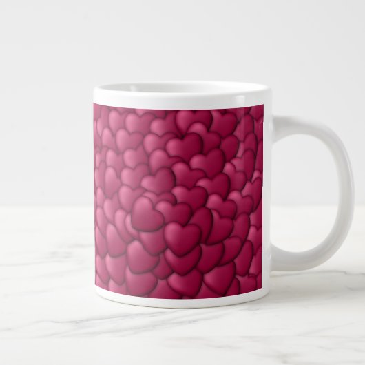 Romantisches 3D-Rot-Herzen-Muster-32322 Jumbo-Tasse (Rechts)