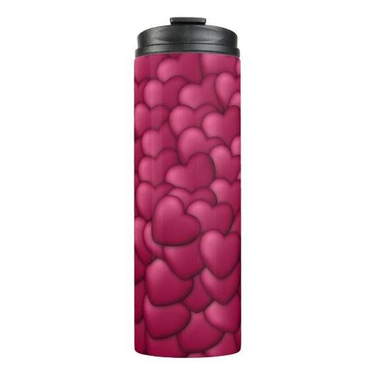 Romantisches 3D-Rot-Herzen-Muster-32322 Thermosbecher (Vorderseite)