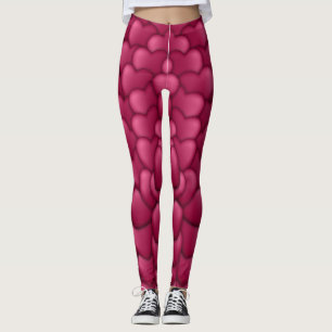 Romantisches 3D-Rotherzmuster-32322 Leggings