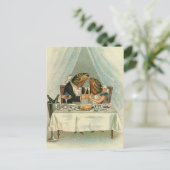 "Romantisches Abendessen für Frösche" Vintage Post Postkarte (Stehend Vorderseite)