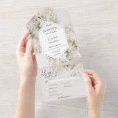 Romantisches Abendessen in Weiß und Rosa All In One Einladung (Abreißen)