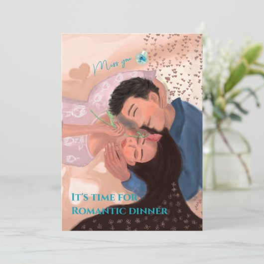Romantisches Abendessen mit dir und mir Einladung (Stehend Vorderseite)