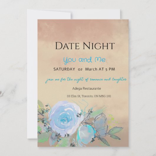 Romantisches Abendessen mit dir und mir Einladung (Rückseite)