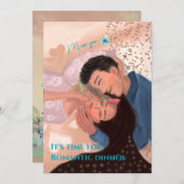 Romantisches Abendessen mit dir und mir Einladung (Vorne/Hinten)