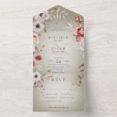 Romantisches Abendessen mit Grün und Rosa All In One Einladung (Innen Boden)