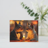 Romantisches Abendessen Postkarte (Stehend Vorderseite)