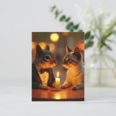 Romantisches Abendessen Postkarte (Stehend Vorderseite)