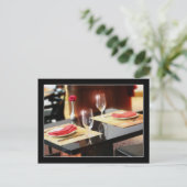 Romantisches Abendessen zu zweit Postkarte (Stehend Vorderseite)