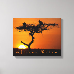 Romantisches Afrikanisches Traumabend Foto mit Tex Leinwanddruck