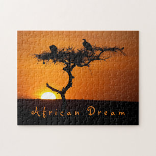 Romantisches Afrikanisches Traumabend Foto mit Tex Puzzle