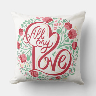 Romantisches "All My Liebe" Blumenkissen - ein per Kissen